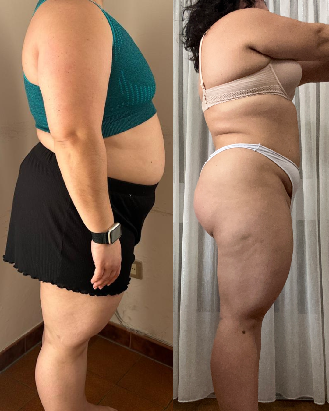 Resultado antes e depois de uma aluna